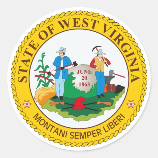 West Virginia State Seal Ronde Sticker (Voorkant)