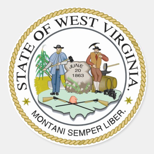 West Virginia State Seal Ronde Sticker (Voorkant)