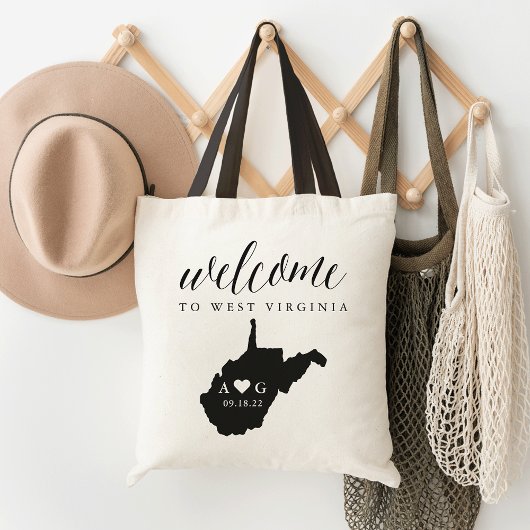 West Virginia State Silhouette Wedding Welcome Tote Bag