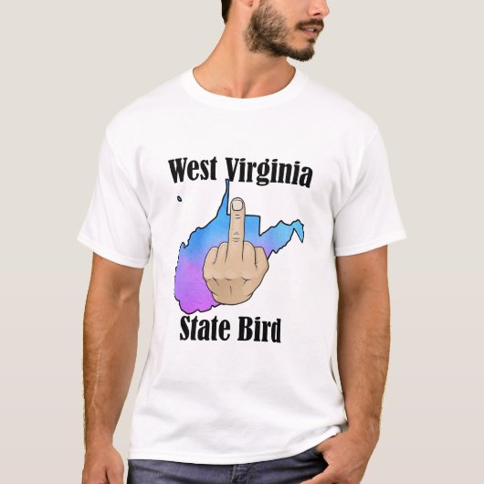 West Virginia state vogel t-shirt middelvinger (Voorkant)