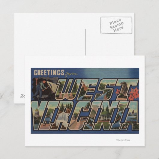 West-Virginia (steenkool-mijner) - Grote letterscè Briefkaart (Voorkant / Achterkant)
