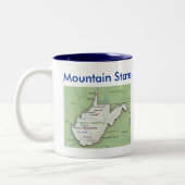 West Virginia Symbols & Map Tweekleurige Koffiemok (Links)