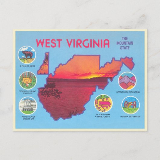 West Virginia The Mountain State  Briefkaart (Voorkant)