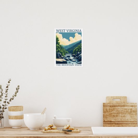 West Virginia the Mountain State USA Travel Place Poster (Keuken)