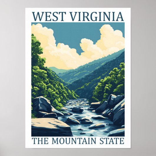 West Virginia the Mountain State USA Travel Place Poster (Voorkant)