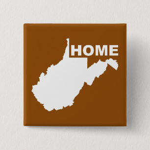 West Virginia Thuis Weg Van Staat Knop Badge Vierkante Button 5,1 Cm