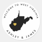 West Virginia Trouw Welkom Sticker Label, Goud (Voorkant)