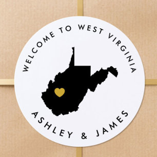 West Virginia Trouw Welkom Sticker Label, Goud