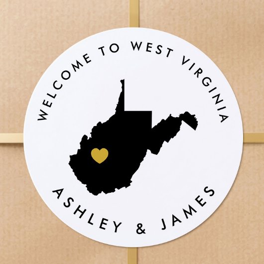 West Virginia Trouw Welkom Sticker Label, Goud