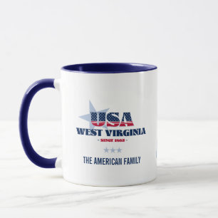 West Virginia USA 1863 Persoonlijke mok met blauwe
