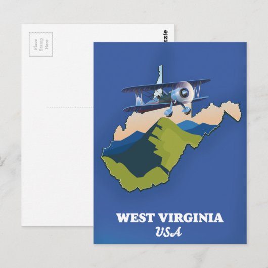 West Virginia USA kaart (Voorkant / Achterkant)
