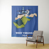 West Virginia USA-kaart Wandkleed (In situ)