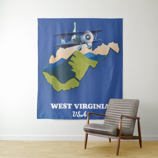 West Virginia USA-kaart Wandkleed (In situ)