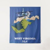 West Virginia USA-kaart Wandkleed (Voorkant)