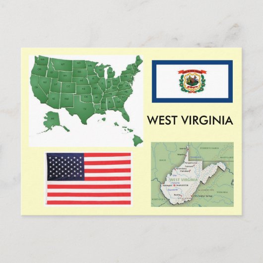 West Virginia, Verenigde Staten Briefkaart (Voorkant)