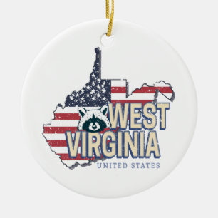 West Virginia Verenigde Staten Retro Kaart  Vereni Keramisch Ornament