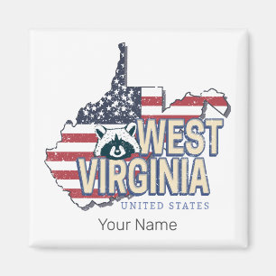 West Virginia Verenigde Staten Retro Kaart Vereni Magneet