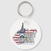 West Virginia Verenigde Staten Retro Kaart  Vereni Sleutelhanger (Voorkant)