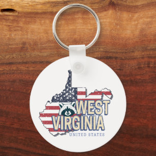West Virginia Verenigde Staten Retro Kaart  Vereni Sleutelhanger