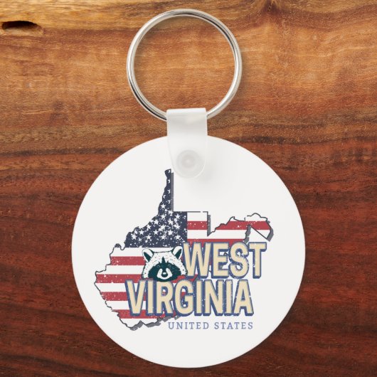 West Virginia Verenigde Staten Retro Kaart  Vereni Sleutelhanger (Voorkant)