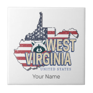 West Virginia Verenigde Staten Retro Kaart  Vereni Tegeltje