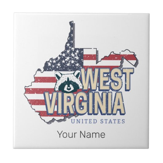 West Virginia Verenigde Staten Retro Kaart Vereni Tegeltje (Voorkant)