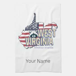 West Virginia Verenigde Staten Retro Kaart  Vereni Theedoek