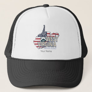 West Virginia Verenigde Staten Retro Kaart  Vereni Trucker Pet
