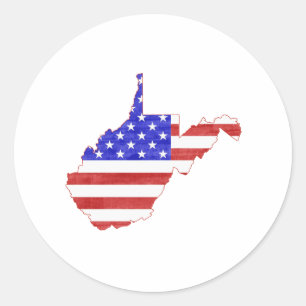 West Virginia Verenigde Staten vlag silhouet staat Ronde Sticker