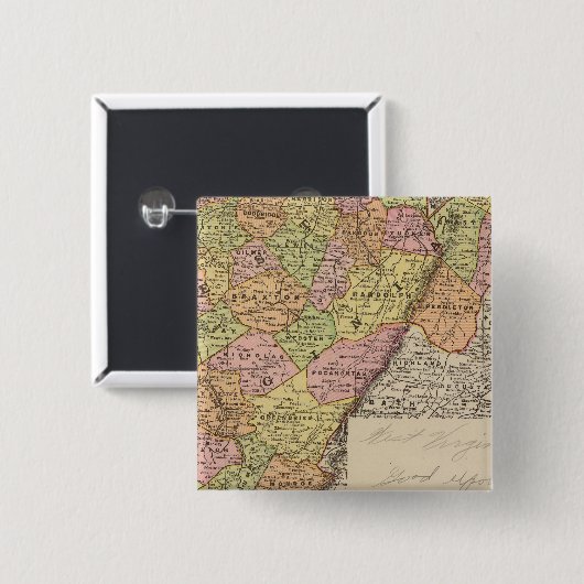 West Virginia Vierkante Button 5,1 Cm (Voorkant /achterkant)