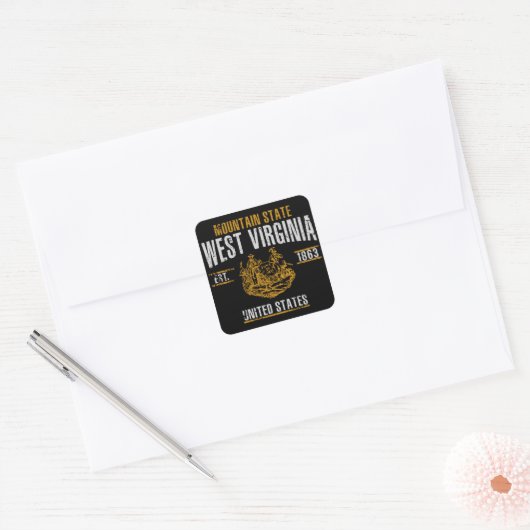 West Virginia Vierkante Sticker (Envelop)