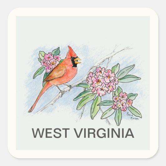 West Virginia Vierkante Sticker (Voorkant)