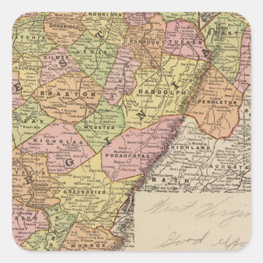 West Virginia Vierkante Sticker (Voorkant)