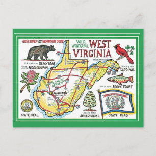 West Virginia Vintage Ansichtkaart Briefkaart