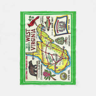 West Virginia Vintage Ansichtkaart Fleece Deken