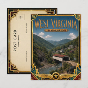 West Virginia Vintage Art Deco Gouden Tijdperk Briefkaart
