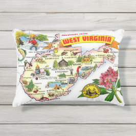 West Virginia Vintage Kaart Buitenkussen
