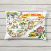 West Virginia Vintage Kaart Buitenkussen (Achterkant)
