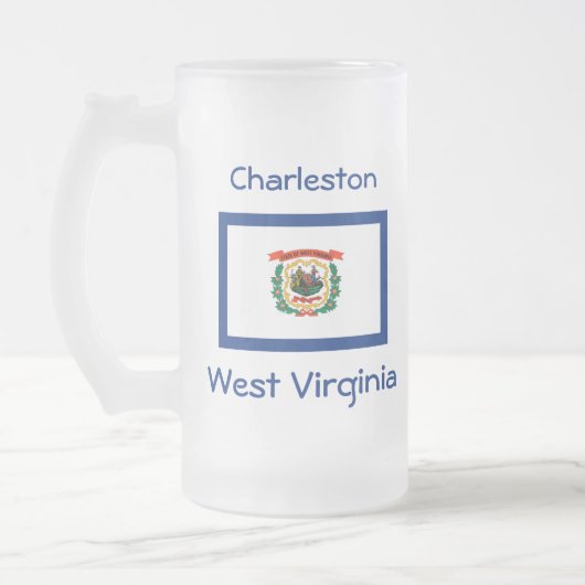 West Virginia Vlag Kaart Stad Mok (Links)