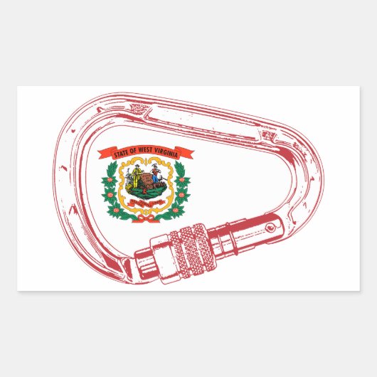 West-Virginia Vlag klimmer Carabiner Rechthoekige Sticker (Voorkant)