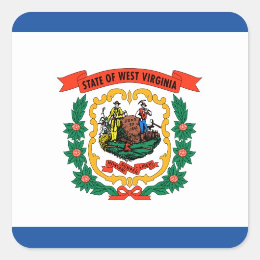 West Virginia vlag Vierkante Sticker (Voorkant)