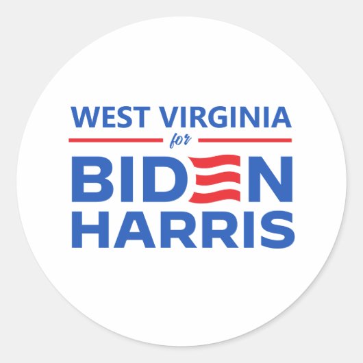 West Virginia voor Biden Harris Ronde Sticker (Voorkant)