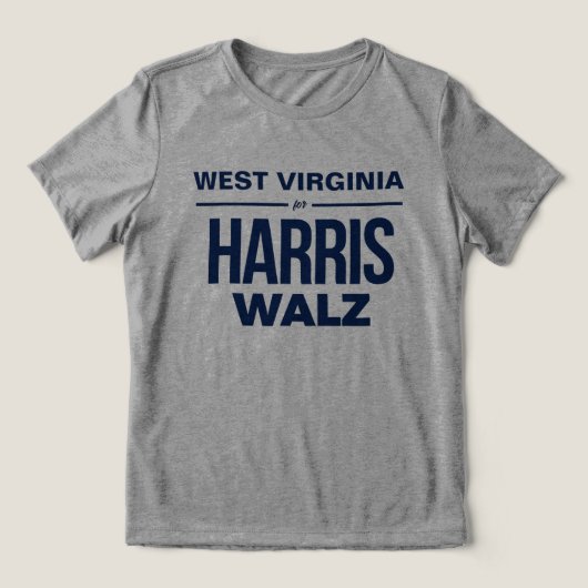 West Virginia voor Harris Walz Tri-Blend Shirt (Design voorkant)