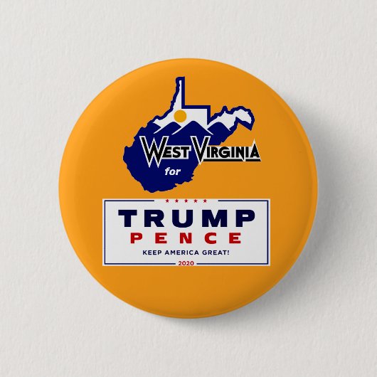 West Virginia voor Trump Pence 2020 Ronde Button 5,7 Cm (Voorkant)