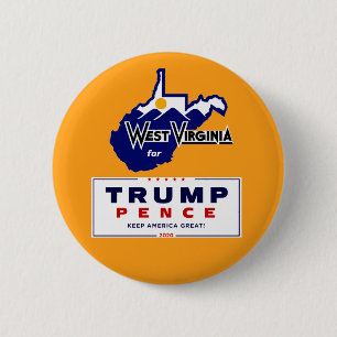 West Virginia voor Trump Pence 2020 Ronde Button 5,7 Cm