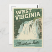 West Virginia Waterfall Vintage Travel Briefkaart (Voorkant / Achterkant)