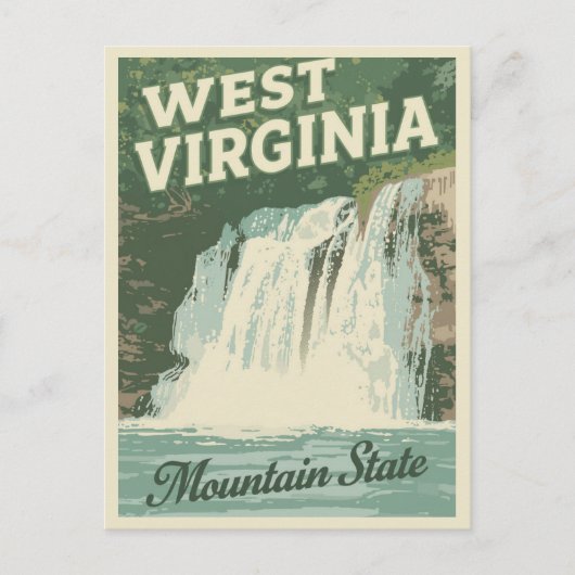 West Virginia Waterfall Vintage Travel Briefkaart (Voorkant)