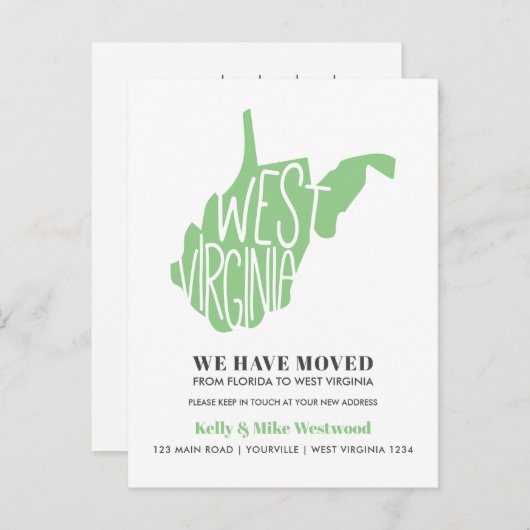 WEST VIRGINIA We hebben New address New Home verpl Briefkaart (Voorkant / Achterkant)