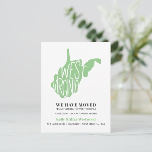 WEST VIRGINIA We hebben New address New Home verpl Briefkaart (Staand voorkant)
