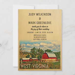 West Virginia Wedding Invitation Boerderij Barn Ru Kaart